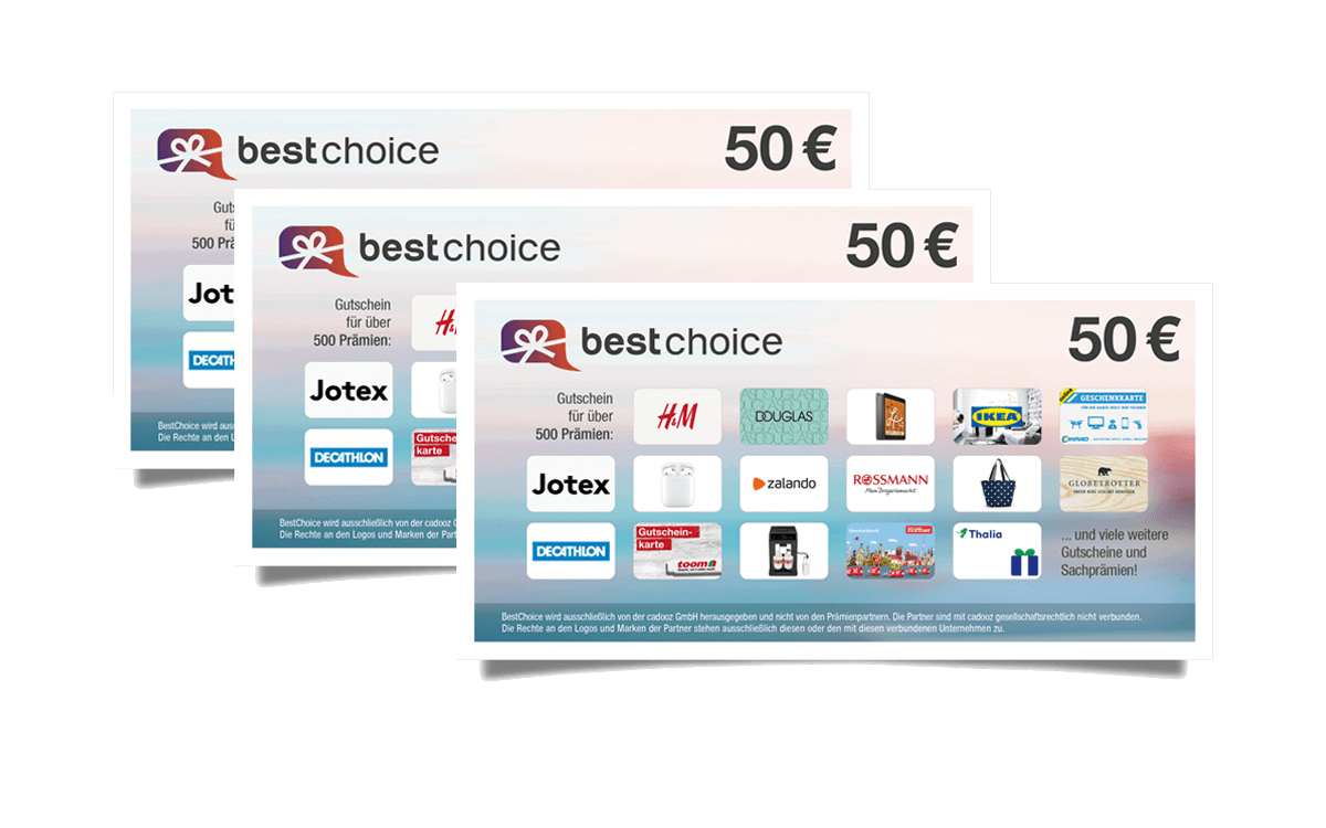 Ansicht der BestChoice-Gutscheine